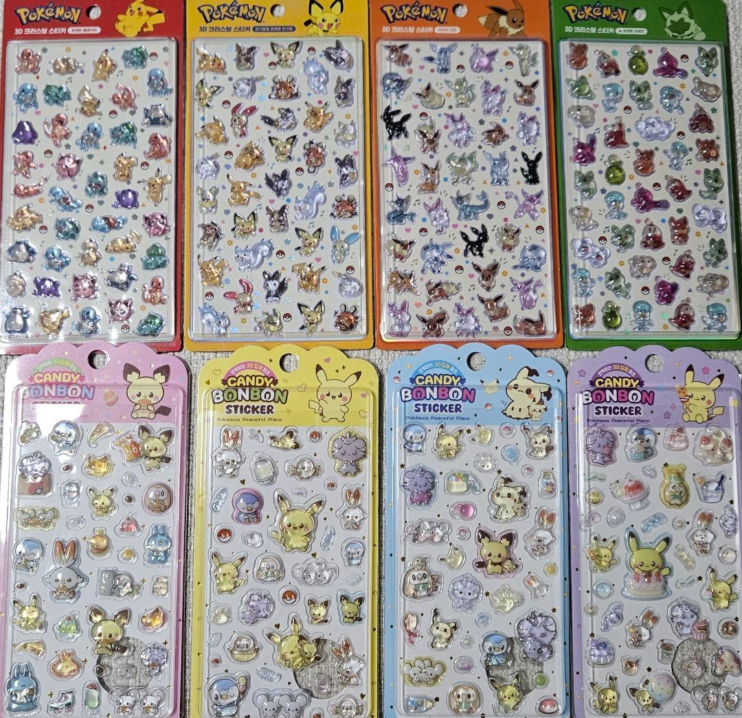 韓国限定 ポケモン ポケピース ステッカー ８枚セット
