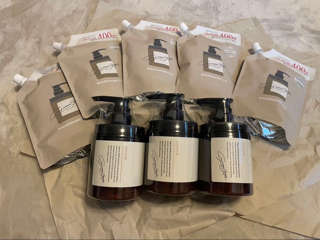 coconeココネ クレイクリームシャンプー×3 詰め替え400g ×5セット