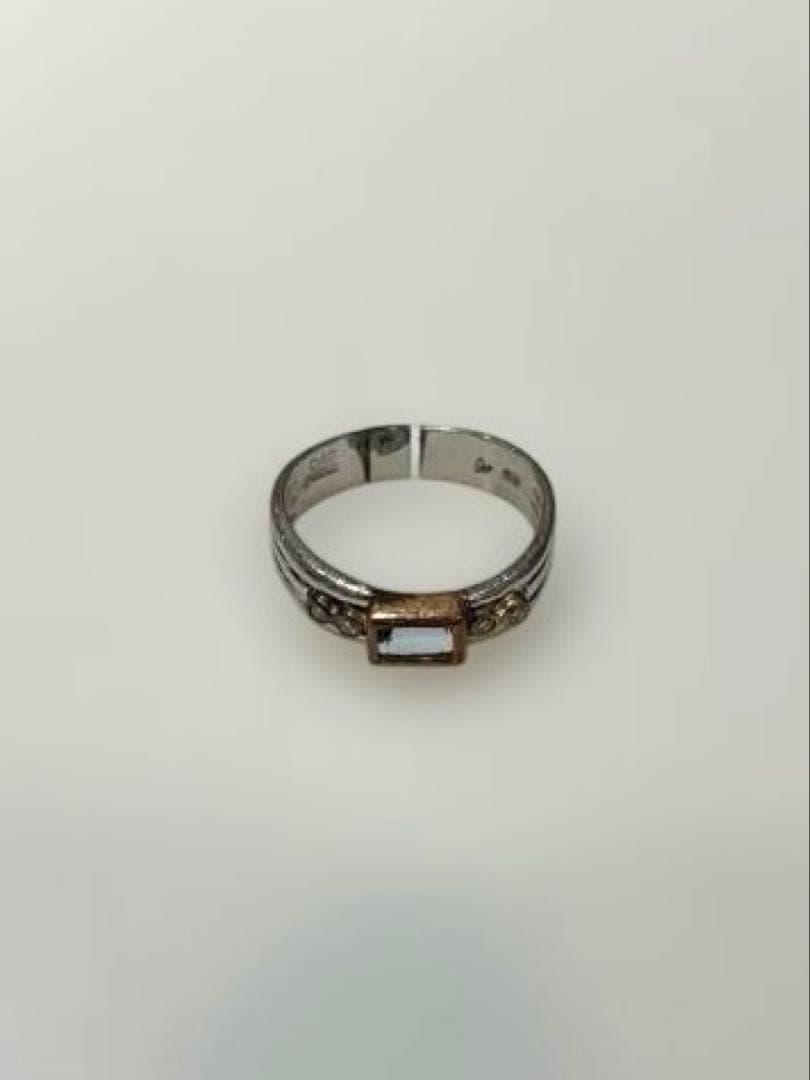 【訳あり】プラチナリング　石付き　Pt900 K18 コンビ　ヴィンテージ