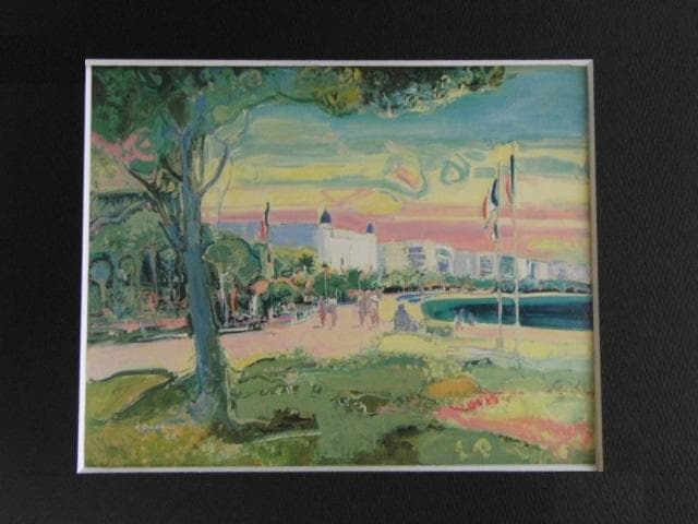 大前博士、【早春のカンヌ】、希少な大判額装用画集より、美品、日本人画家