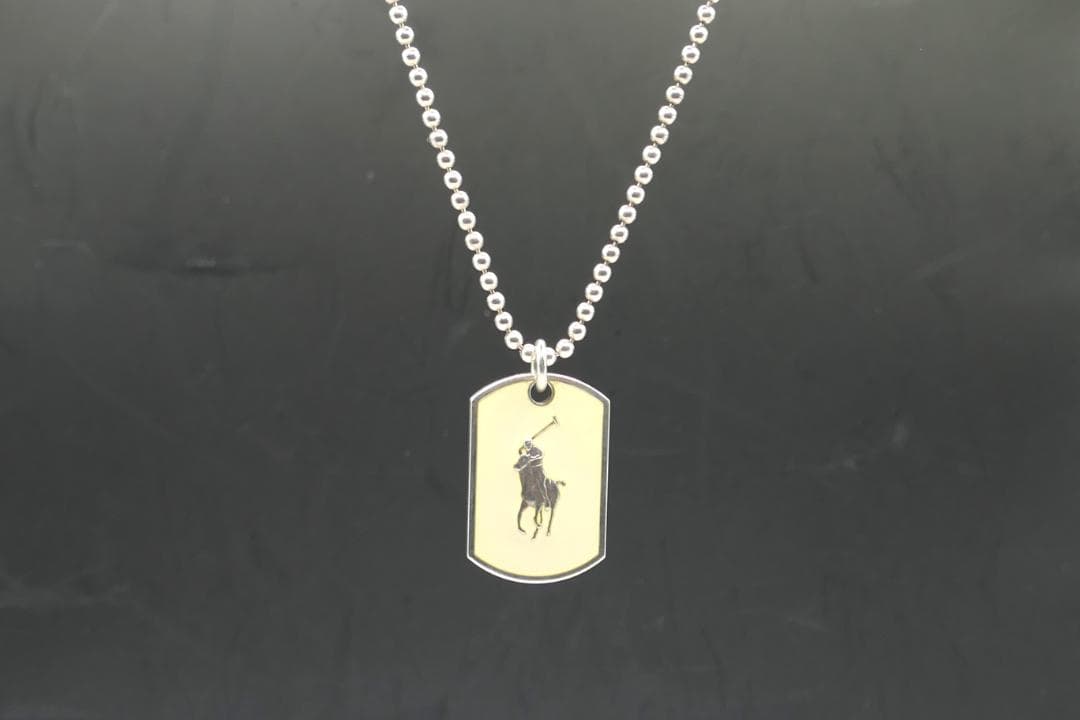 美品 ラルフローレン ドッグタグ ネックレス ホワイト ペンダント