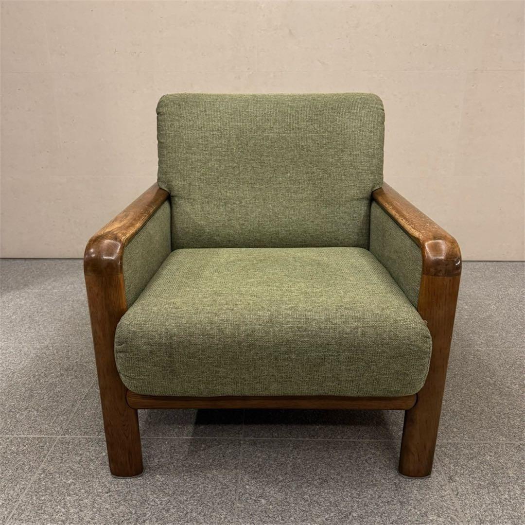 オールドカリモク パネルアーム 1人掛けソファ ①