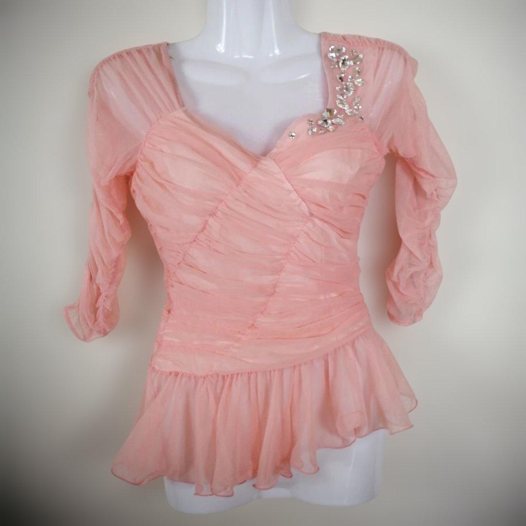 社交ダンス 美品チャコットChacott トップス 練習着 ダンス衣装 6111 社交ダンス 衣装 トップス ブラウス ブラック系 チャコットロイヤル