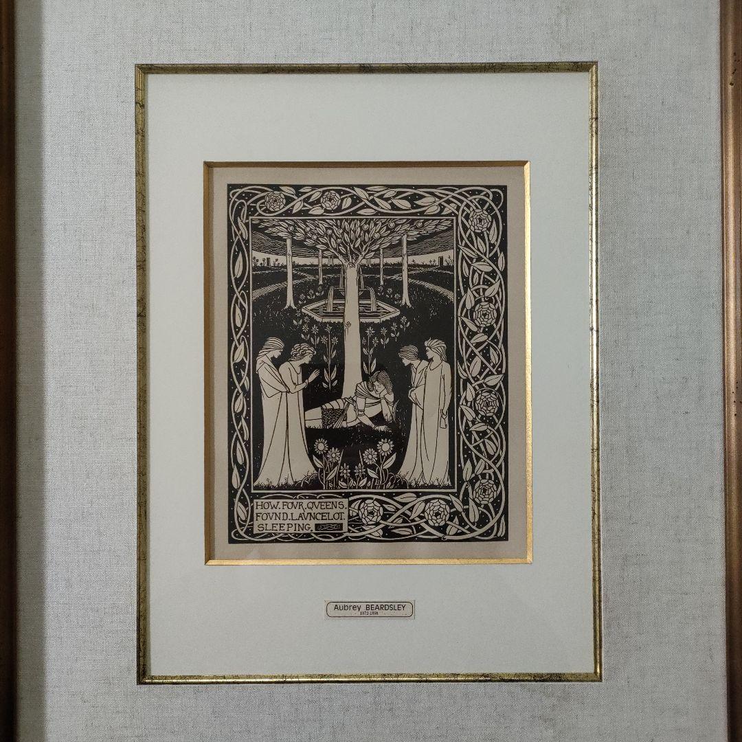 ビアズリー 大判ラインブロック『アーサー王の死 四女王眠れるラン