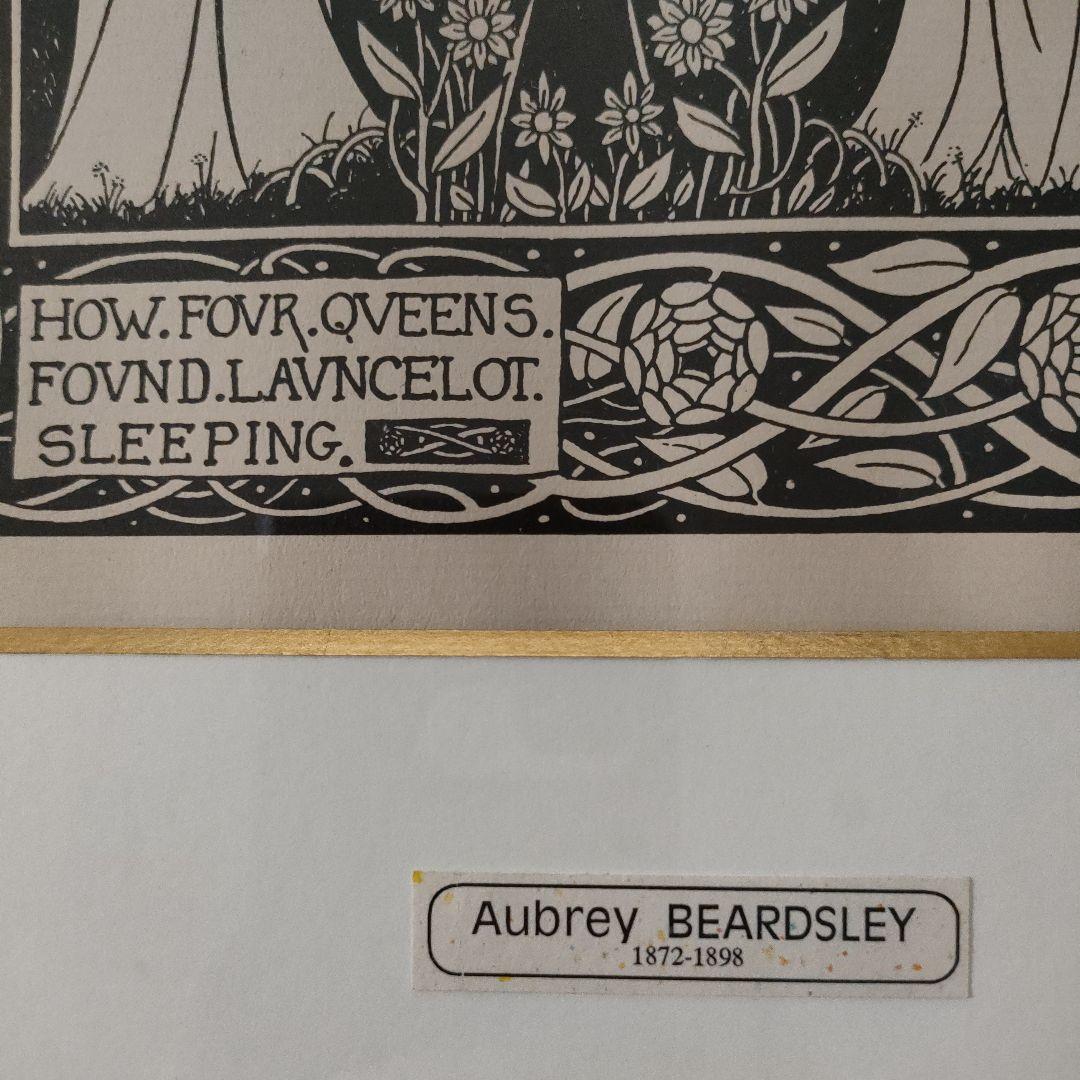 ビアズリー 大判ラインブロック『アーサー王の死 四女王眠れるラン