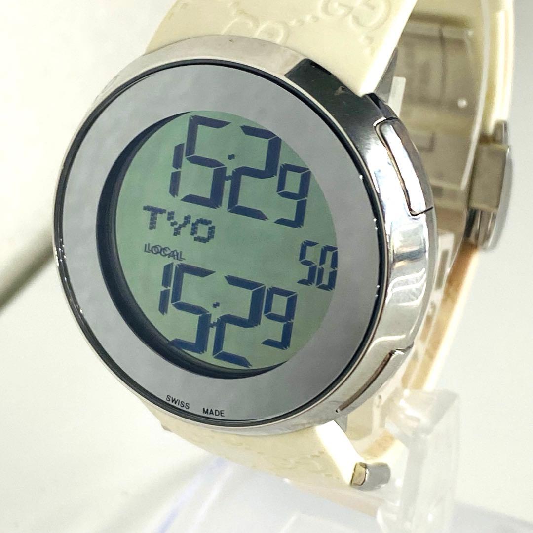 グッチ　腕時計　レディース　I-グッチ　YA114403 　ホワイトラバーベルト