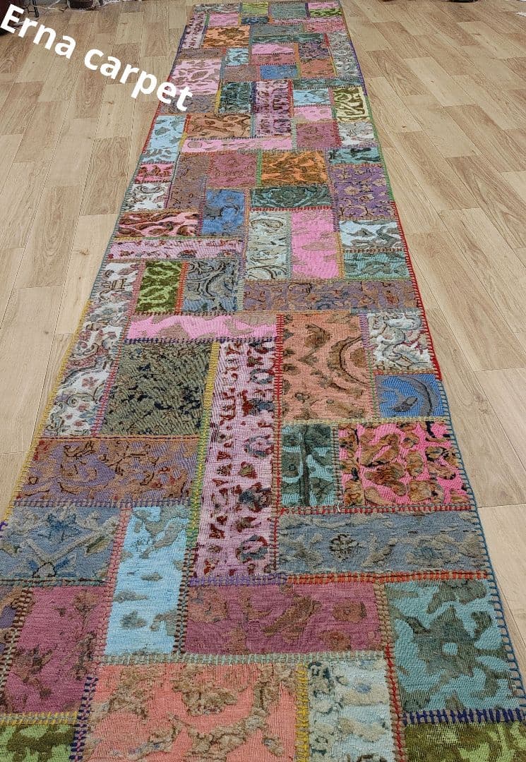 ペルシャ絨毯　手織り　オールド　パッチワーク　z173 497x80 cm オールド 手織りペルシャ絨毯 | ペルシャ ハンドメイド ハウス