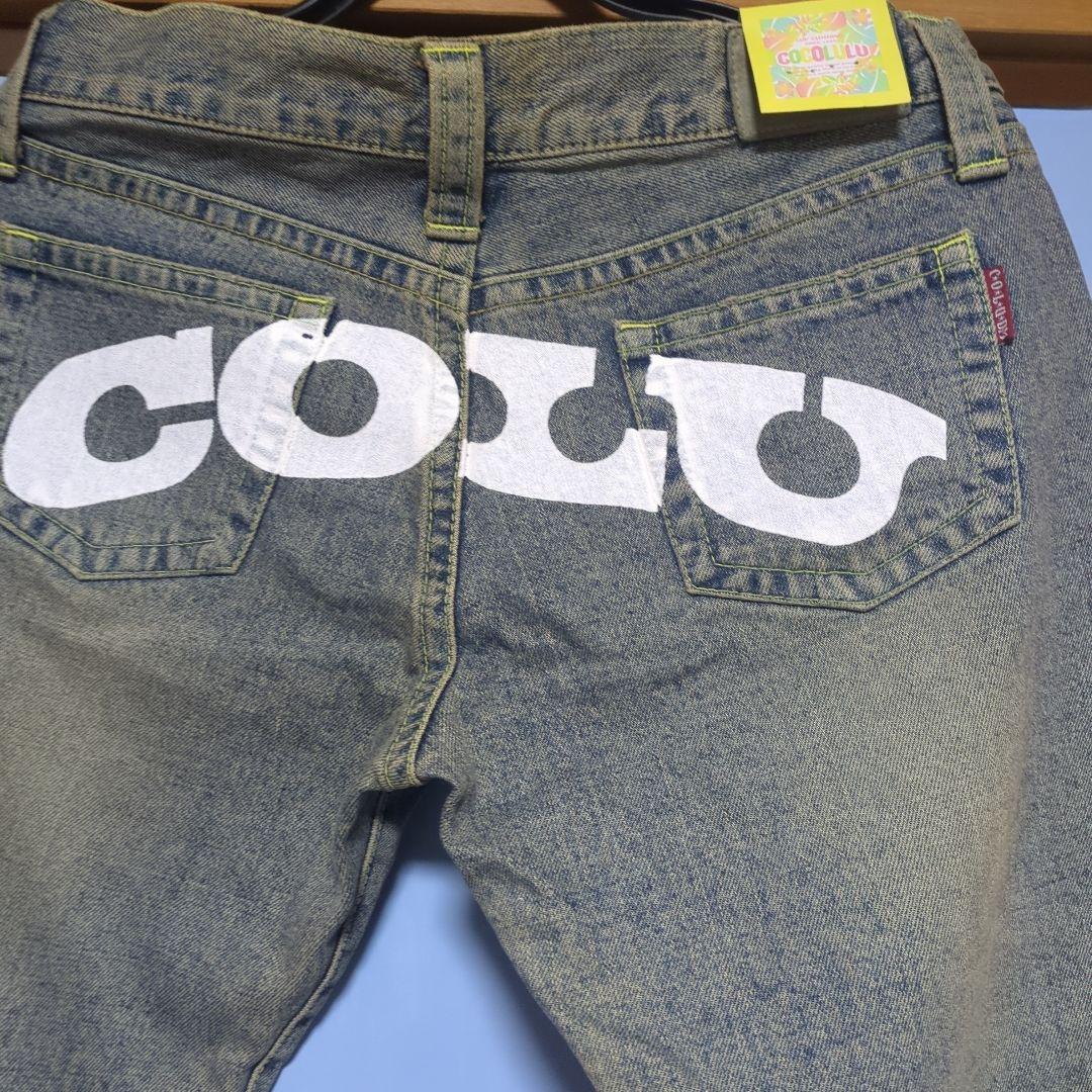 ココルルケツルルデニム COCOLULU 日本製 レア ロゴワイドパンツ 27