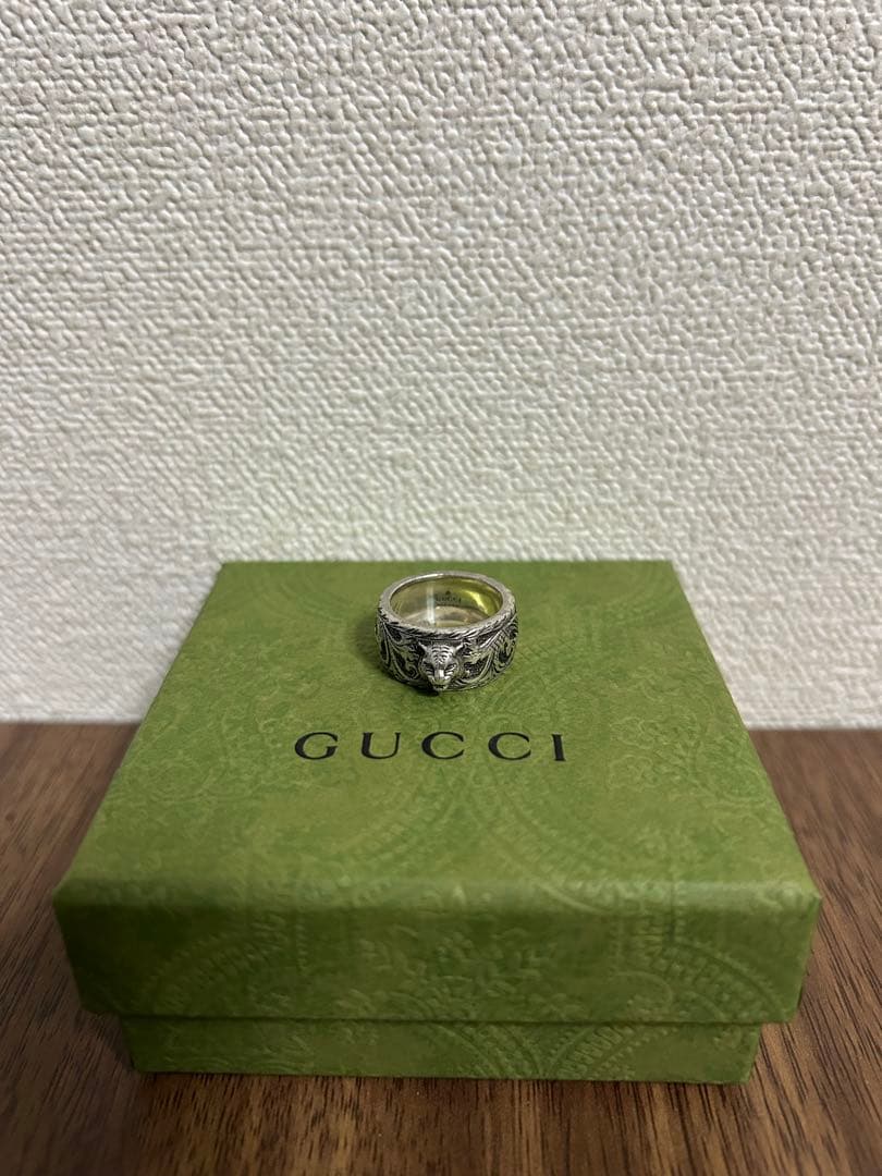 【年末セール】グッチ キャットヘッド アラベスク リング シルバー925 12号 グッチ GUCCI タイガー キャットヘッド アラベスク リング シルバー925