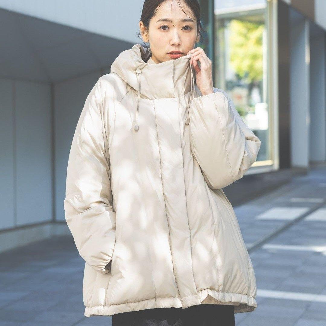 GLOBAL WORK　エアリュクスダウンフードブルゾン　M　ベージュ52