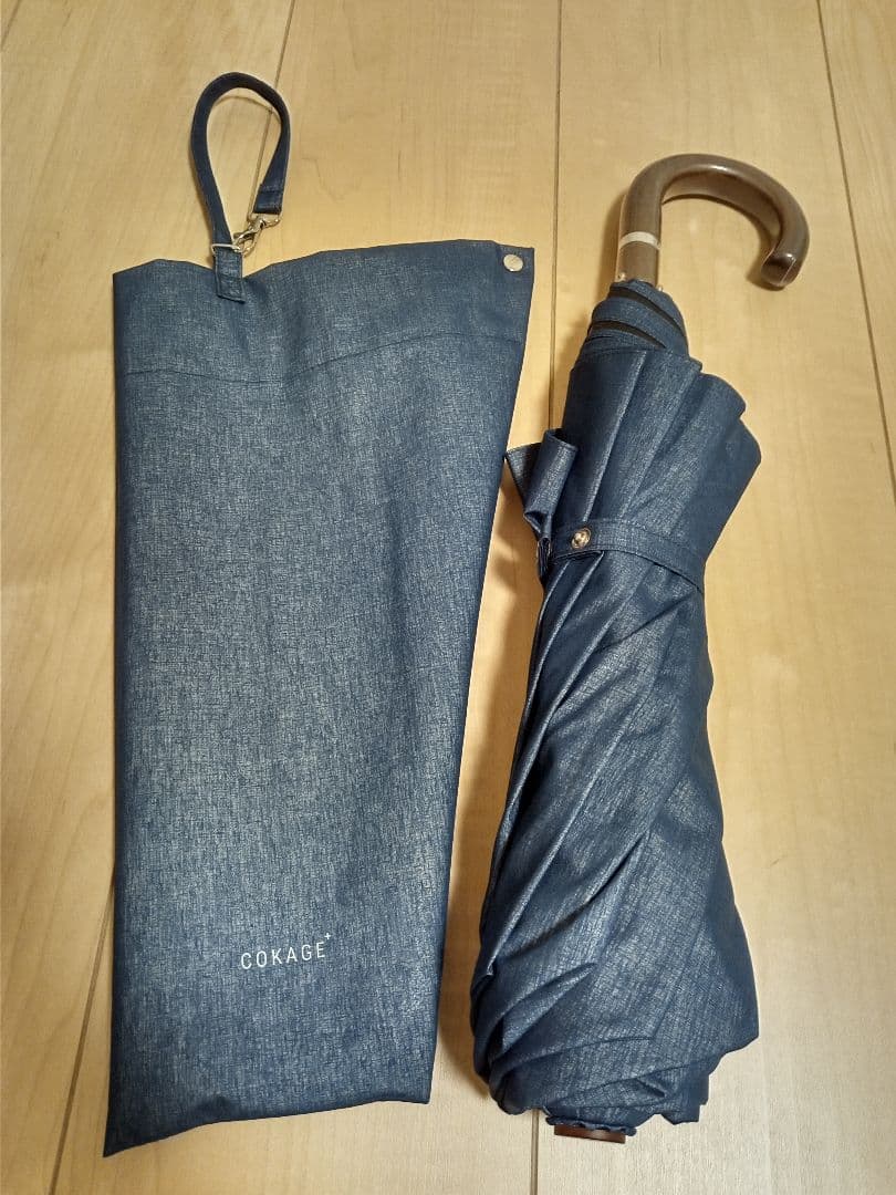 日傘《極美品》COKAGE+ 木手元 55cm ジャンプ折畳み傘✨デニム 限定