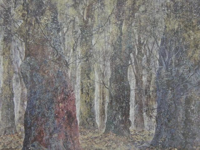 本多功身、【芽ぶき雨】、希少な額装用画集より、新品額装付