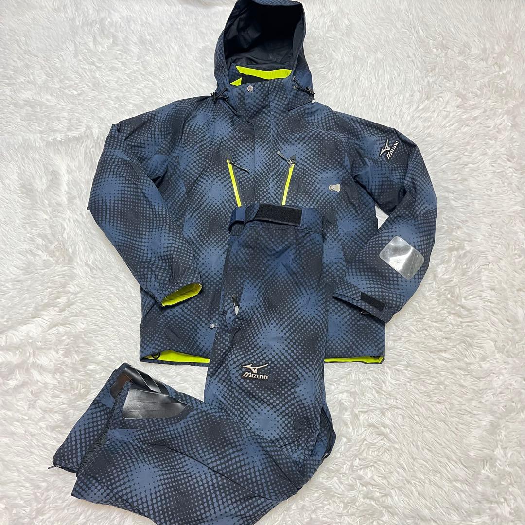 美品 最高峰 ミズノ MIZUNO セットアップ スキー ウェア ネイビー