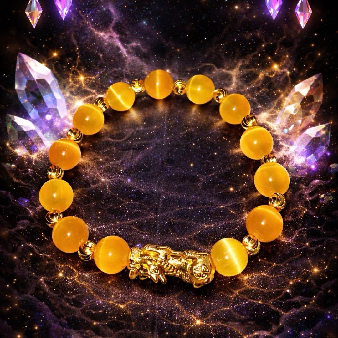 龍神×黄金キャッツアイブレスレット｜財運・成功・守護｜浄化済
