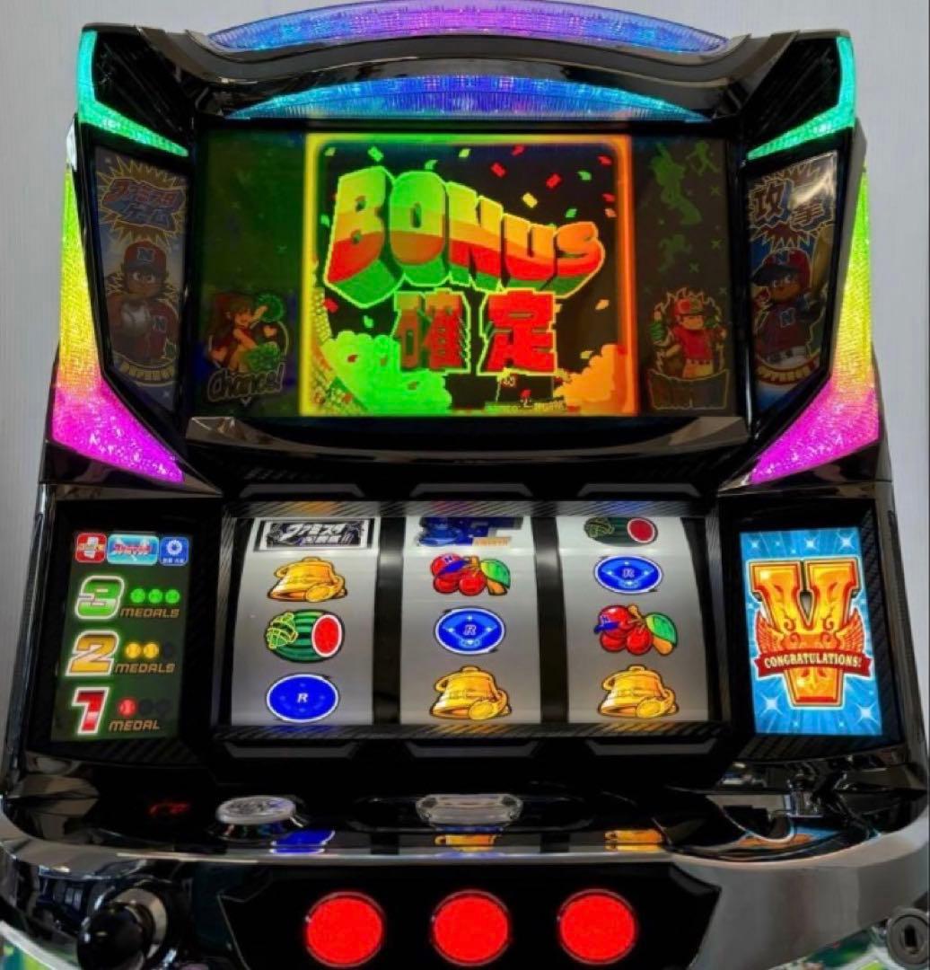 パチスロ実機【ファミスタ 回胴版】コイン不要機付 無段階ボリューム付