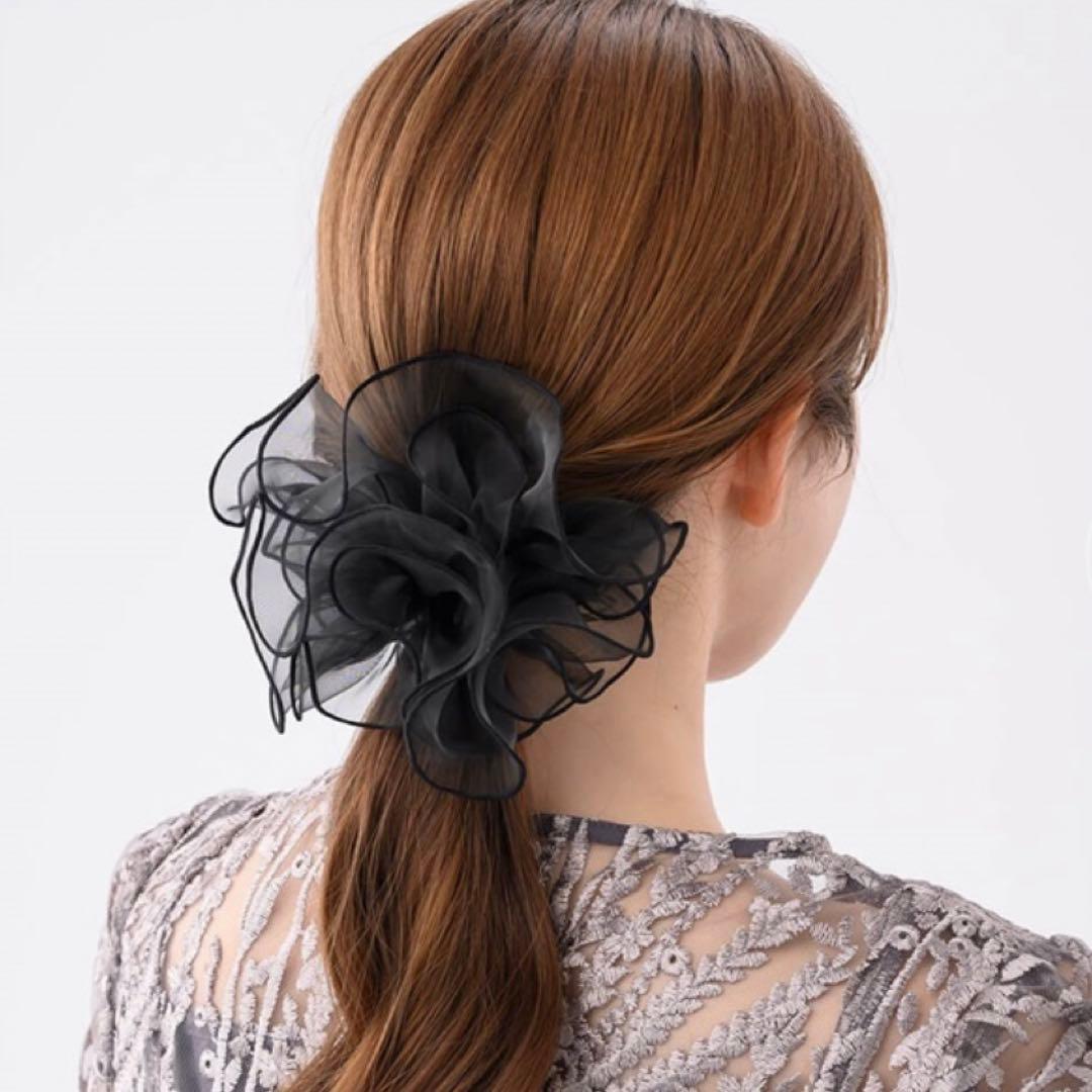 Ameri♡さんへ 新作 レイヤードフリル シュシュ ブラック