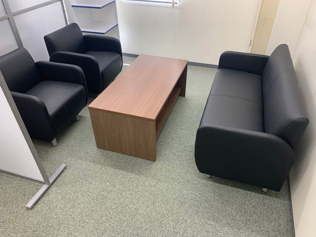 オフィスコム 4人用 応接セット 2人+ 1人ソファー ×2 + テーブル