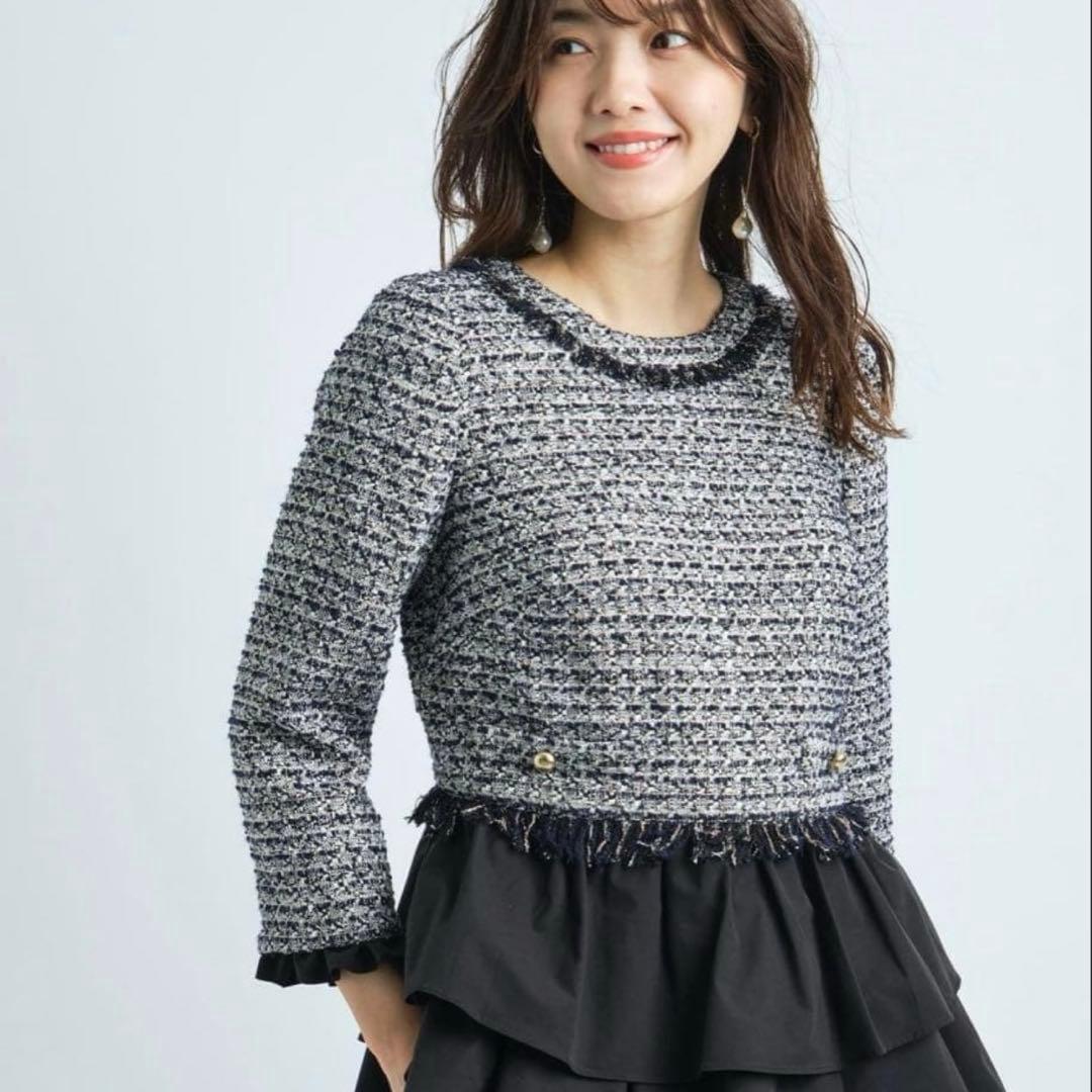 マックス【新品未使用】JUSGLITTY ツイードティアードプルオーバー