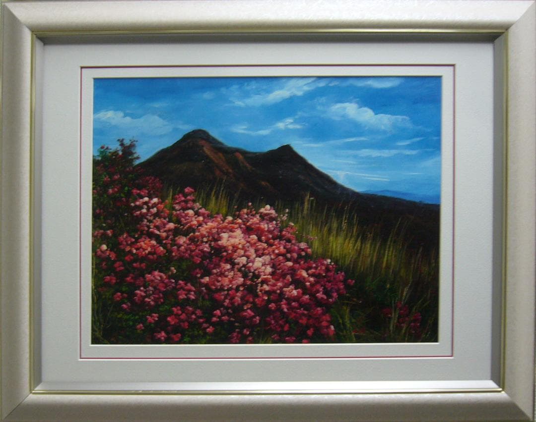 絵画 油絵 肉筆油絵 岡部昌幸 山と花 送料無料