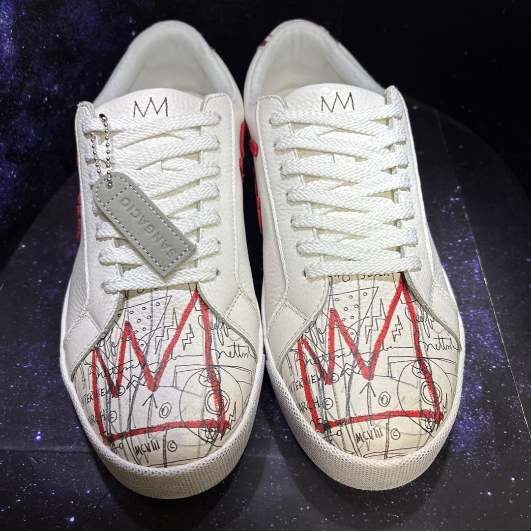 にゅ × バスキア☆限定コラボスニーカー☆ホワイト/レッド☆26.5cm