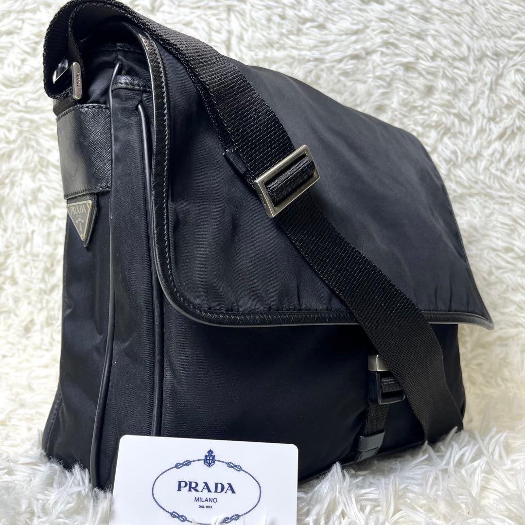 美品✨ PRADA ショルダーバッグ 三角ロゴ ナイロン レザー A4収納可 PRADA（プラダ） 極 美品 希少品 三角ロゴ 金具 テスート ナイロン