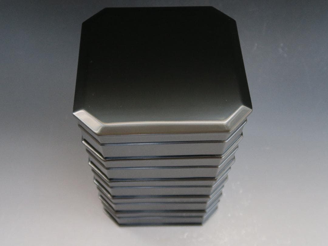 輪島塗】縁高重 五段重 黒真塗 輪島塗工房 静峰 塗師静峯大家芳男 天然