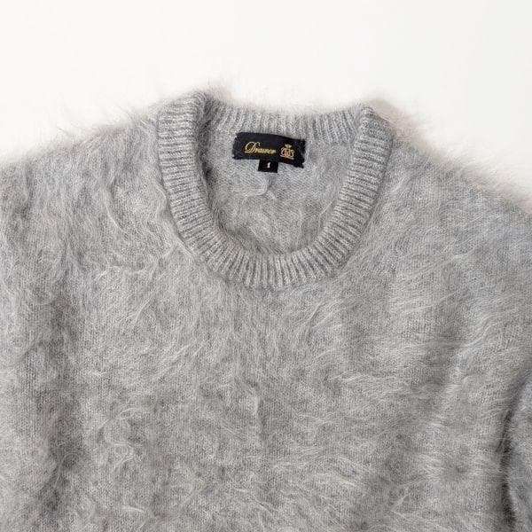 Drawer ドゥロワー カシミヤニット グレー カシミヤファー クルー