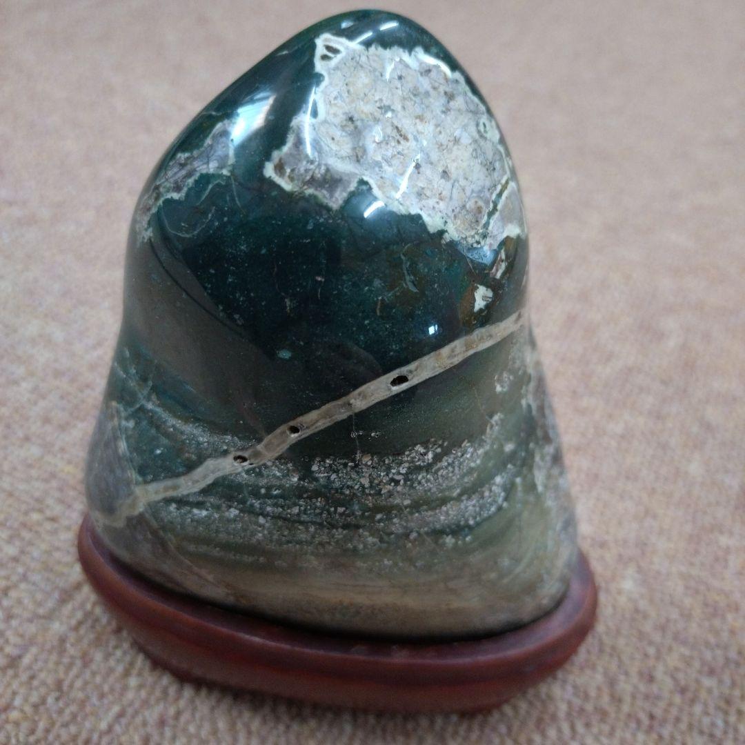 男鹿青石 自然石 水石 木製台座付き