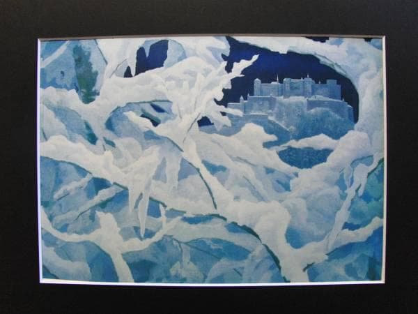 東山魁夷、雪の城、額装画版集より、版上サイン、限定、新品額装
