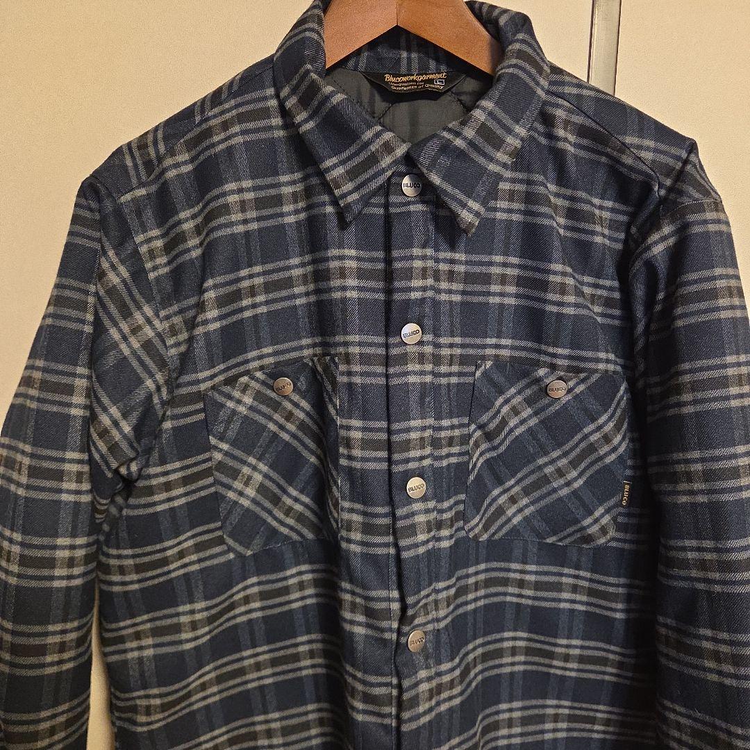 美品　BLUCO キルティングシャツ ネイビー OL-046