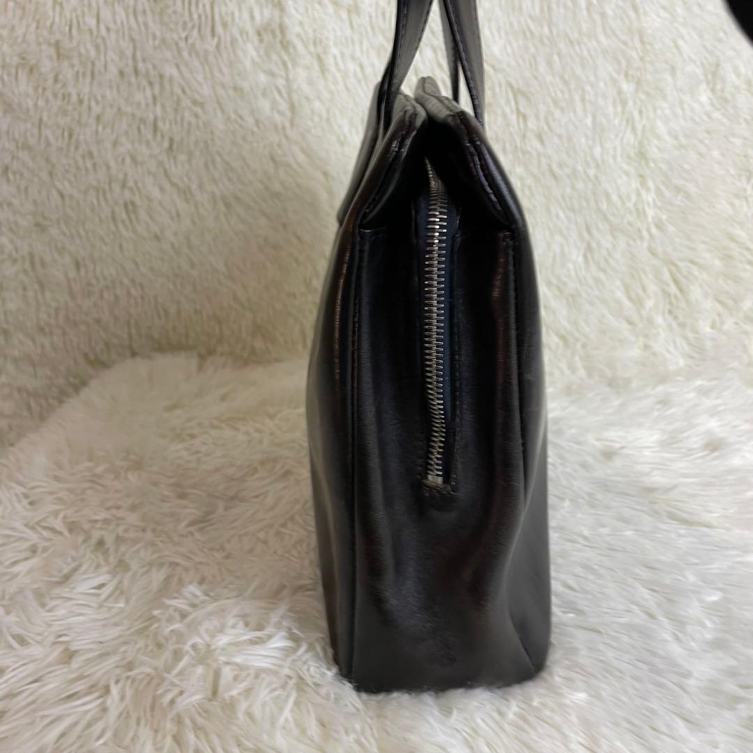 HIROFU ヒロフ ハンドバッグ Hロゴ シボ革 黒 ブラック - メルカリ