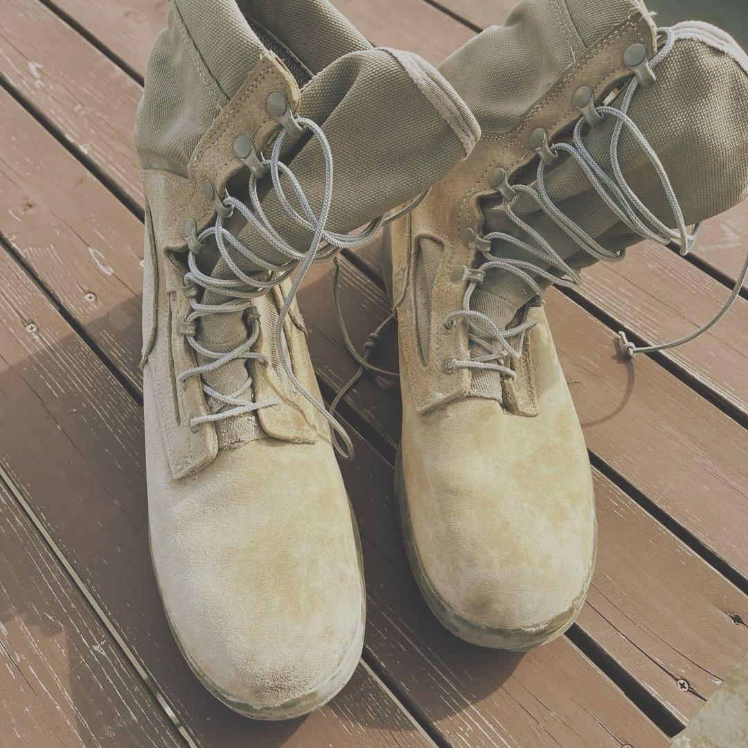 ミリタリーブーツ グレー スエード