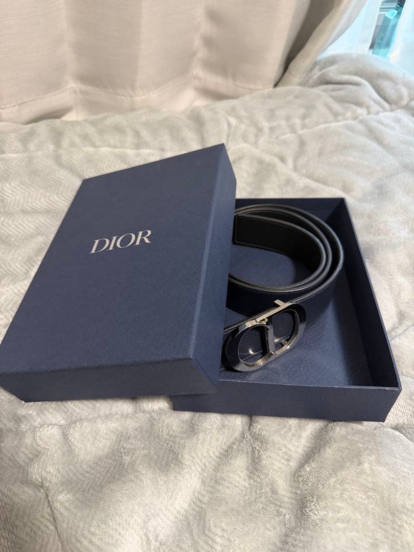 【markn】Dior 黒レザーベルト Dロゴバックル