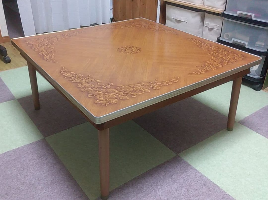 昭和レトロ ナショナル 卓付きコタツ 天板リバーシブル こたつコード付