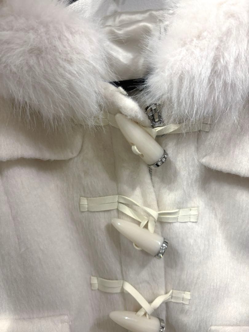 ミシェルマカロン ファーショートダッフルコート ホワイト フリー 実物