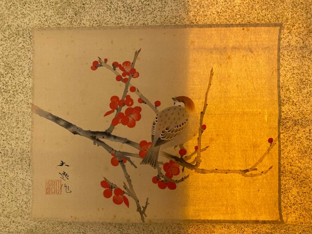 勝部大逸 大逸　紅梅雀　掛軸 山本梅逸 月季双雀図｜古美術・掛け軸の販売・買取・鑑定-松本松栄堂
