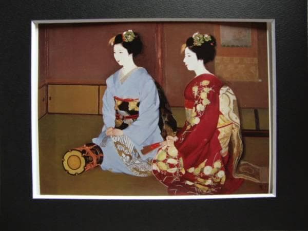 鬼頭　鍋三郎、小萬の館、希少な画集より、新品高級額装付、版上サイン入り