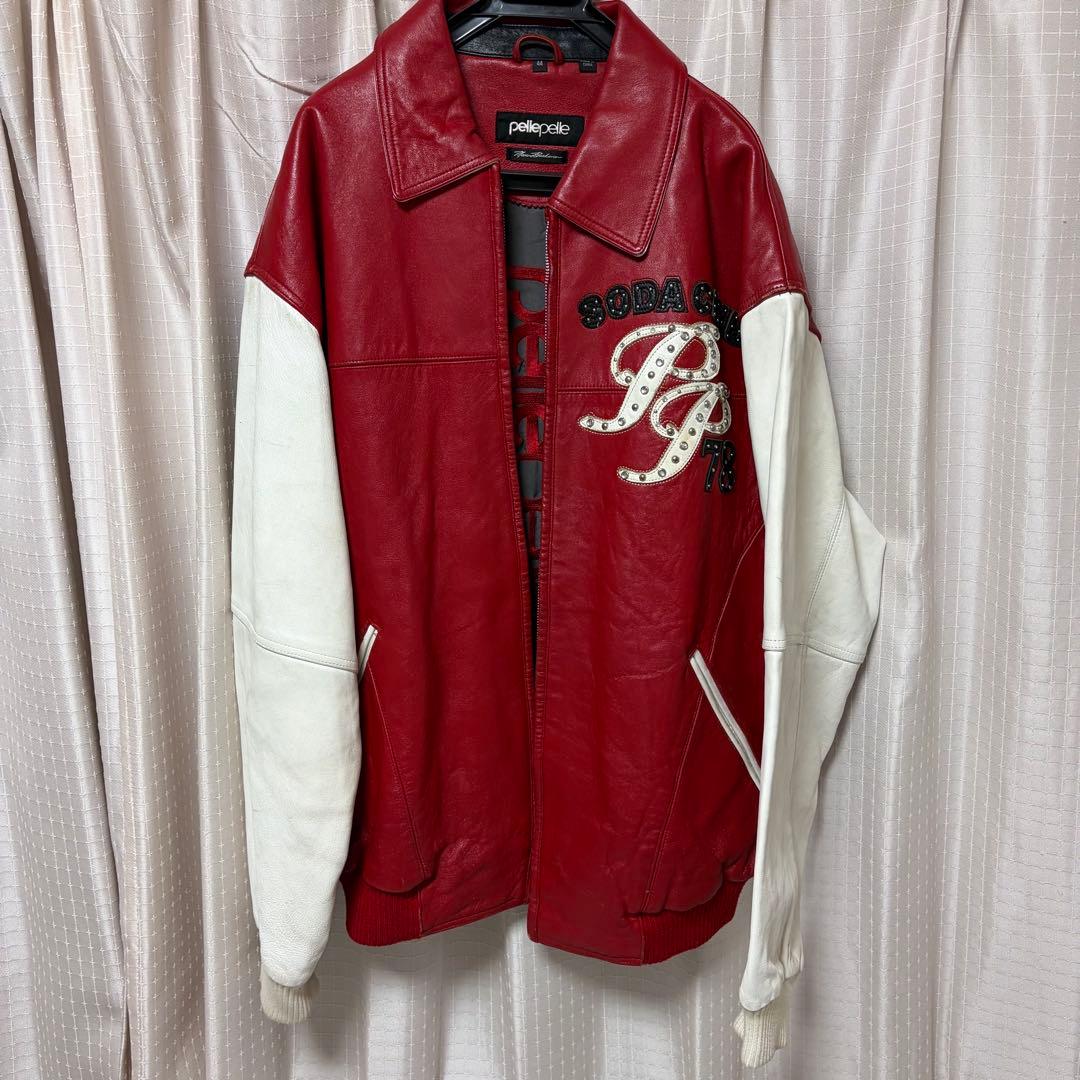 レザージャケット ライダース pellepelle 赤 白