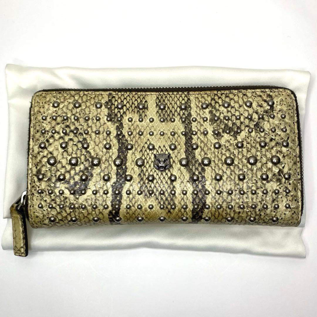 GUCCI グッチ スタッズ パイソン 長財布 ファスナー 定価20万円 希少品