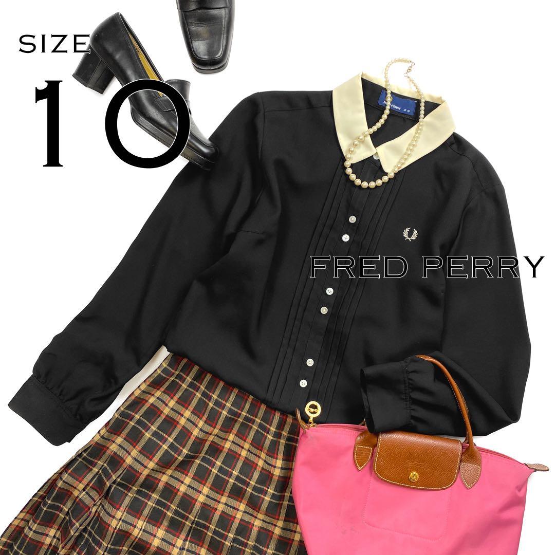 【極美品】FRED PERRYフレッドペリー ピンタッククレリックシャツM黒 FRED PERRY（フレッドペリー） パネルド ツイル シャツ FRED PERRY