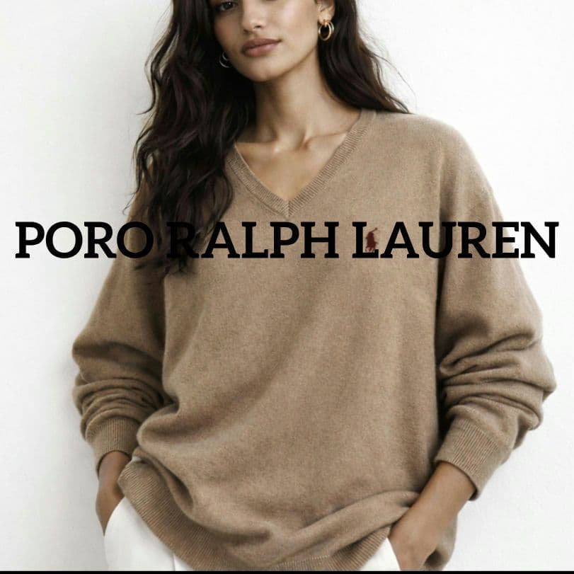 Polo Ralph Lauren 　Vネックセータ　ベージュ　オーバーサイズ ケーブル Vネック セーター （ニット・セーター）｜POLO RALPH LAUREN