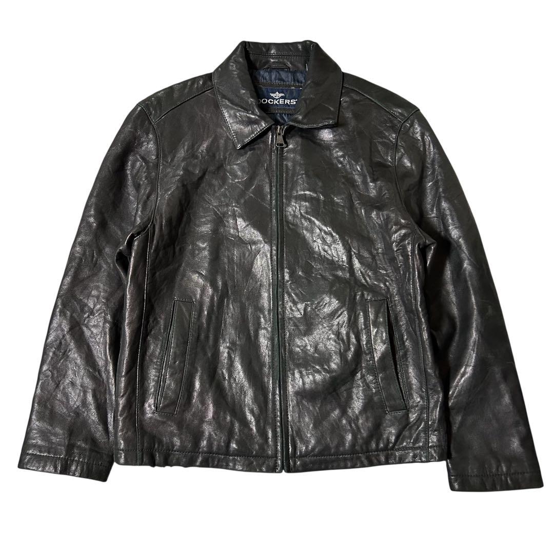 90s DOCKERS レザージャケット ブラック S ラムレザー ドリズラー