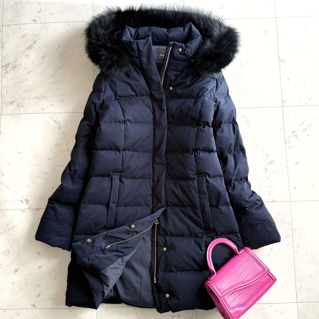美品 デミルクスビームス フォックスファー　ロングダウンコート◆ネイビー 美品】Demi-Luxe BEAMSフォックスファーダウンロングコート38 - メルカリ