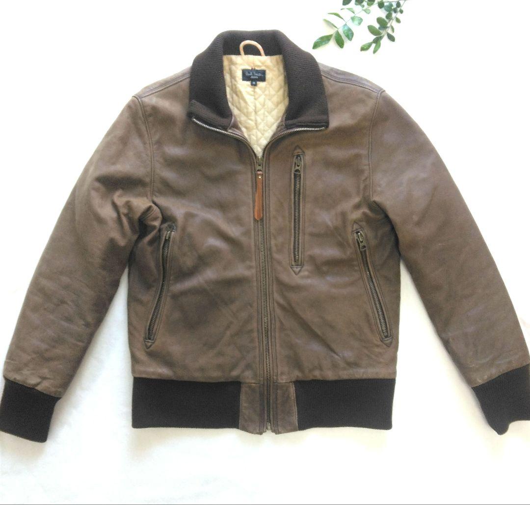 Paul Smith ポールスミス 羊革 リアルレザー 本革 ジャケット M ポールスミス ラムレザー ショートブルゾン M レザージャケット