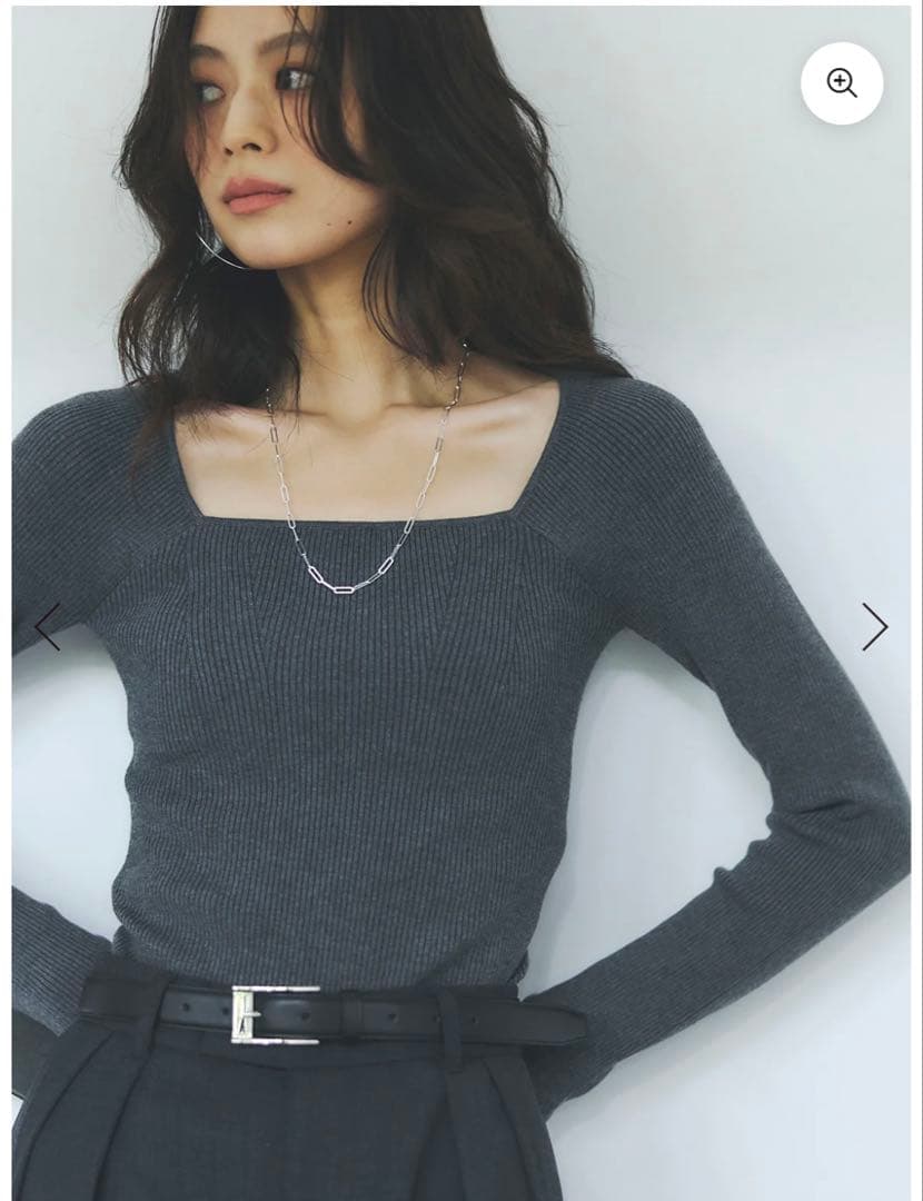 アニュアンス　シルクカシミアブレンドデコルテリブニット