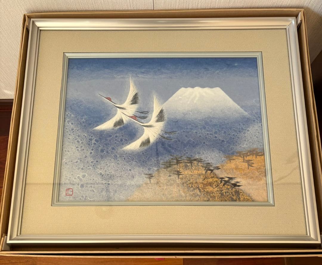「翔」山内一生工房　富士山と鶴　和紙工芸　小原工芸品 山内一生氏 小原和紙 富士山と鶴の絵画 題材 翔 - メルカリ