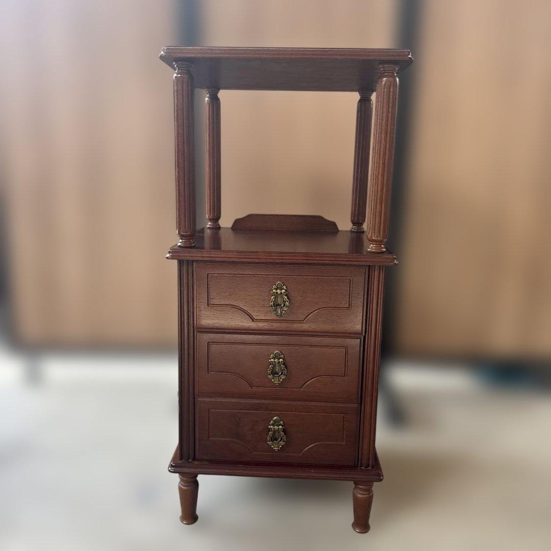 (37) AYANO CRAFT 綾野製作所 木製 キャビネット 電話台 レトロ