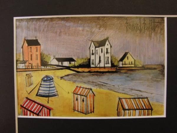 ベルナール・ビュッフェ、海辺のテント、希少画集画、新品高級額、額装付