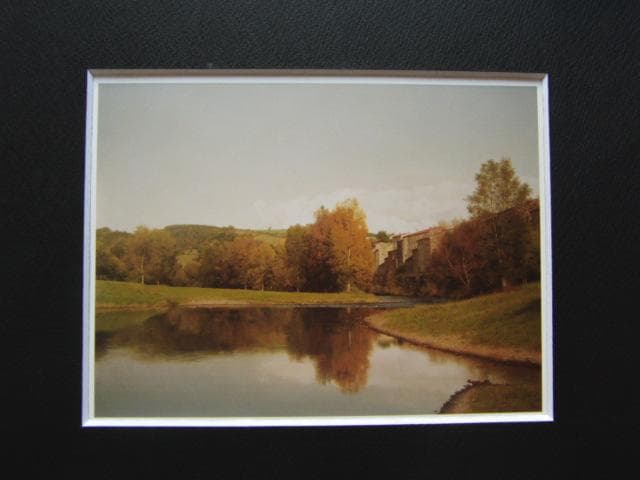 森本草介、【川辺の風景】、希少な画集画、新品高級額・額装付