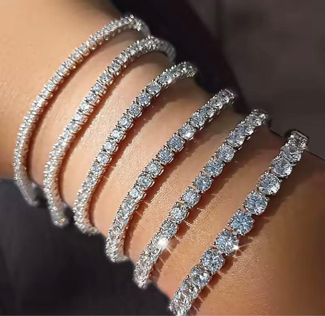 【永遠の輝き】10ctモアサナイト テニスチェーンブレスレット／S925